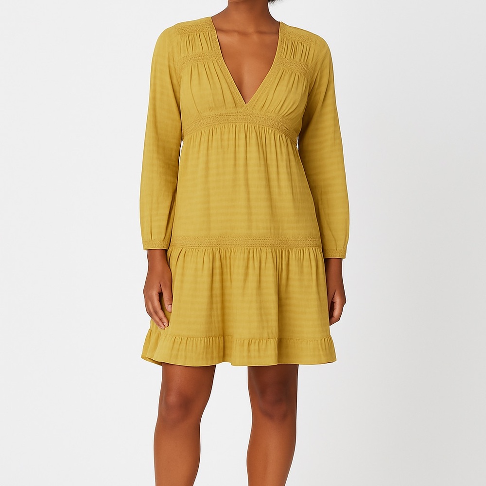 Lumiere Yellow Ruffled Sundress with V-Neck